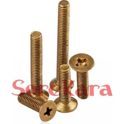 10Pcs M6*1.0 Thread Length 10/12/16/20/25/30/35mm Metric Brass Countersunk Head Phillips Screws