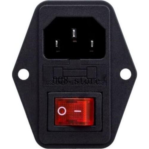 15A/250V 3pin AC power socket with Power Rocker Switch Fused red 4