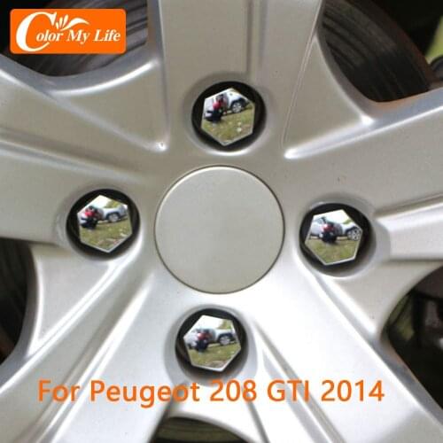 16Pcs/Set ABS Chrome Wheel Hub Caps Cover For Peugeot 208 GTI 2014 Accessories Wheel Screw Protection Cover Color My Life