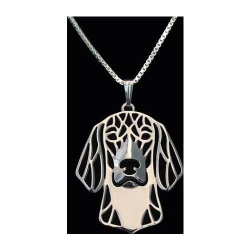 American Foxhound - Gold and silver pendant and necklace jewelry Simple abstract animal
