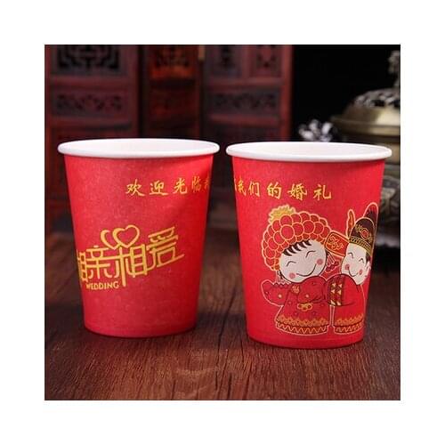 Free shipping 100pcs/lot cartoon pattern Wedding disposable paper red cup
