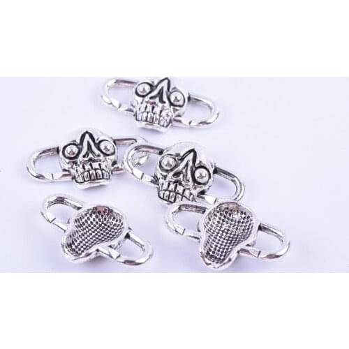 FREE SHIPPING 20pcs 4.6mm Antique-Silver Skull Slider Spacer For Licorice Leather--PAT231