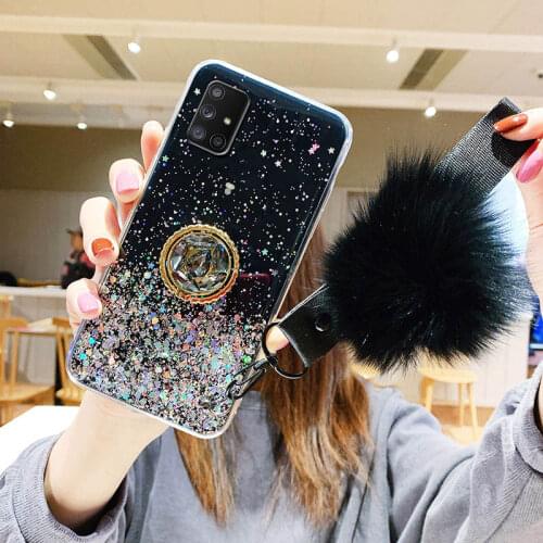 Glitter Case For Samsung S20 FE Case A12 Ring Holder Cover For Samsung S20 Plus Note 20 Ultra Cases A02S A21S A42 A51 A71 A72