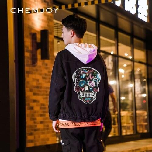 Large Sequin Patch Black Skull Sew on Patches for Cool Clothing Coat Backpacks Sewing Applique Clothes Stickers Jacket Badges