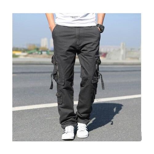 2019 Men Cargo Pant Casual Men Multi-Pocket Overall Male Combat Cotton Trousers Army Casual joggers pants Size 42 Drop shipping