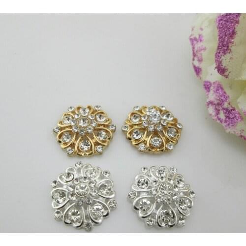 BT242 21mm)5pcs flatback rhinestone alloy buttons
