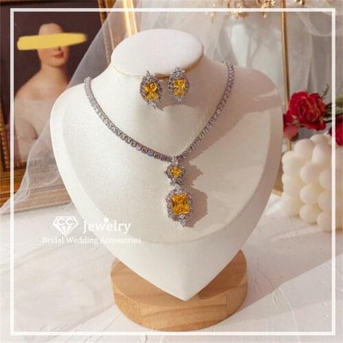 CC Necklace Stud Earrings Sets for Women Wedding Bridal Jewelry 925 Sterling Silver Fine Jewellry Party Bijoux Gifts CCAS218