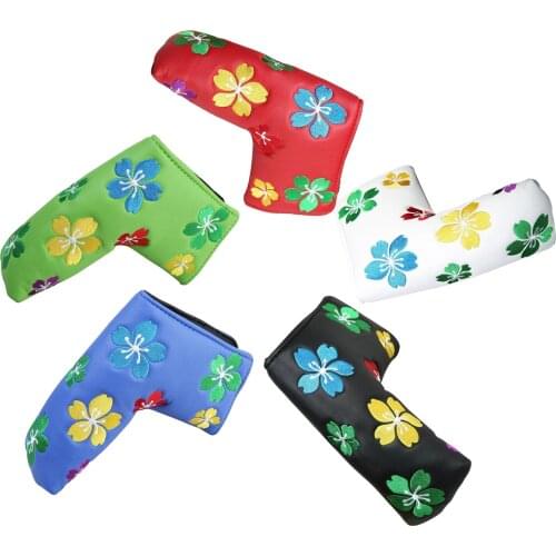 Flower Print Golf Putter Cover,Golf Club Head Covers for Putter PU Leather Blade Putter Headcover