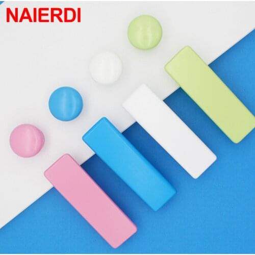 NAIERDI Children Room Wooden Cabinet Knobs and Handles Kitchen Door Handles Macaron Wardrobe Cupboard Handle Drawer Knobs