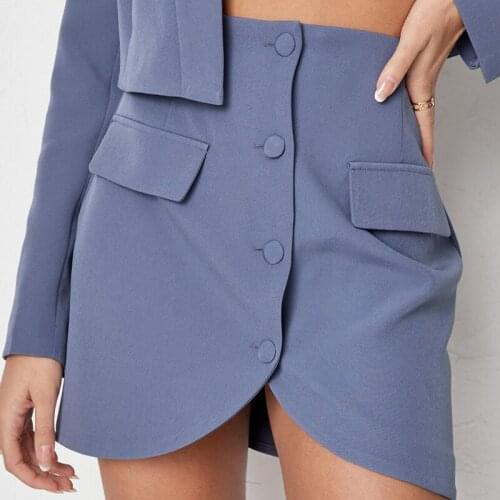 Hot sale ladies solid color single-breasted skirt slim pencil skirt professional office skirt