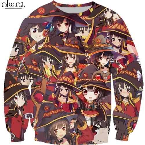 HX Newest Anime Girl Megumin Konosuba 3D Print Men Women Sweatshirt Autumn Fashion Long Sleeve Harajuku Tops Drop Shipping