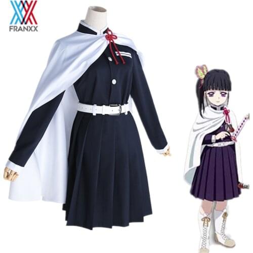 FRANXX Anime Tsuyuri Kanawo Costume Demon Slayer: Kimetsu no Yaiba Cosplay Shirt Pants Coat Uniform Short Wig Hair Women Clothes
