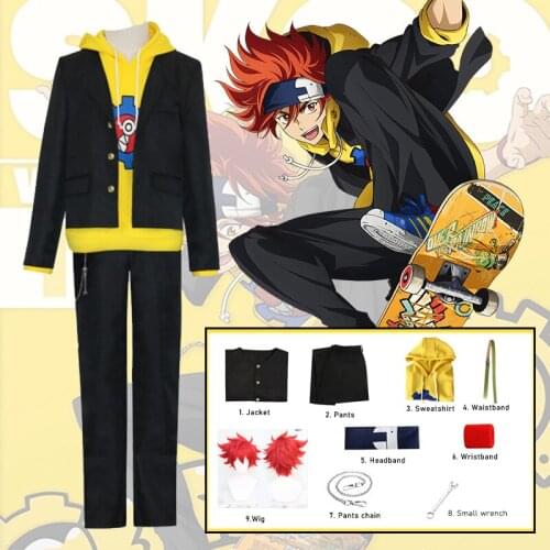 Reki Kyan Cosplay Costume Anime Sk8 The Infinity Jack Suit Hoodie Red Wig Pants Headdress Accessories Men Women Suit SK∞ Uniform