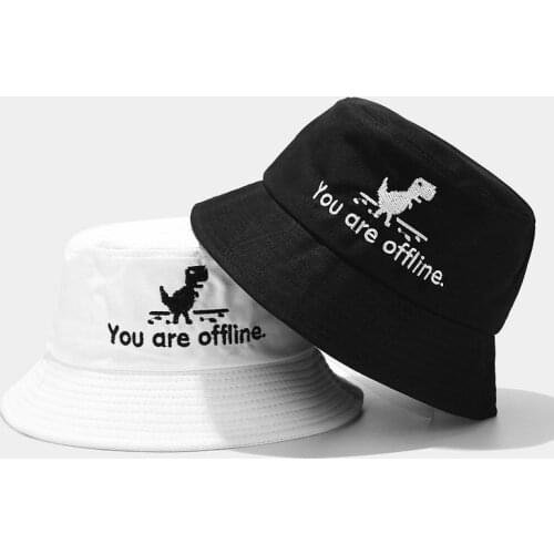 2020 Creative Error Page Bucket Hat Unisex Foldable Dinosaur Bob Cap Hip Hop Gorros Men Summer Caps Panama Fishing Bucket Hat