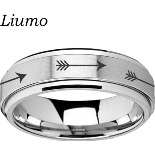 Liumo Trendy Arrow Spinner Rotate Men Women Stainless Steel Personality Statement Couple Ring Lr677