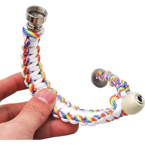 Metal Tobacco Pipes for Smoking with Jamaica Rasta Style Weave Bracelet Cigarette Smokers Gift Weeds Accessories