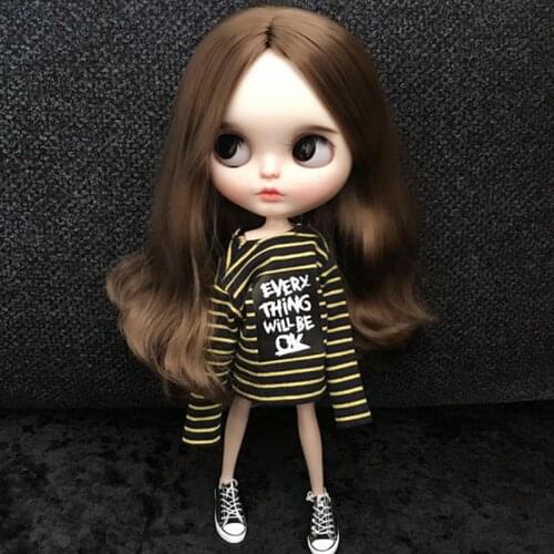 Fashion Blythe clothes Handmade Cotton Long Sleeve T-shirts Simple Style for Blyth, Barbie, Licca, 1/6 Dolls, OB24 OB22 Azone