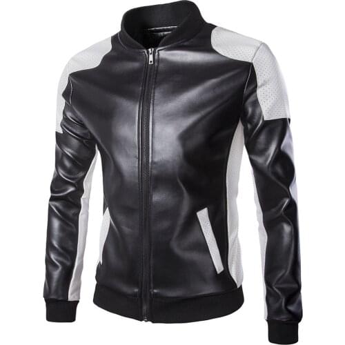 2020 New Faux Leather Jacket Men Fashion Patchwork Motorcycle Leather Jacket Europe and America Style Big Size 5XL PU Jacket Men