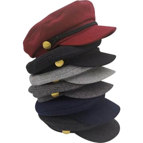 New Hot Autumn Fashion Women Cowboy Hat British Style Warm Six Colors Retro Newsboy Cap Military Octagonal Cap Female Visor Caps