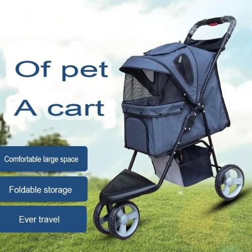New Dog Car Seat Small And Medium Sized Pet Cart Fold Ventilation Pet Car Portable Three Wheel Camouflage Big Wheel Dog Cart