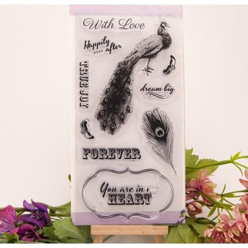 Peacock Feather Transparent Clear Silicone Stamp Seal Cutting DIY Scrapbooking Rubber Coloring Embossing Diary Decor Reusable