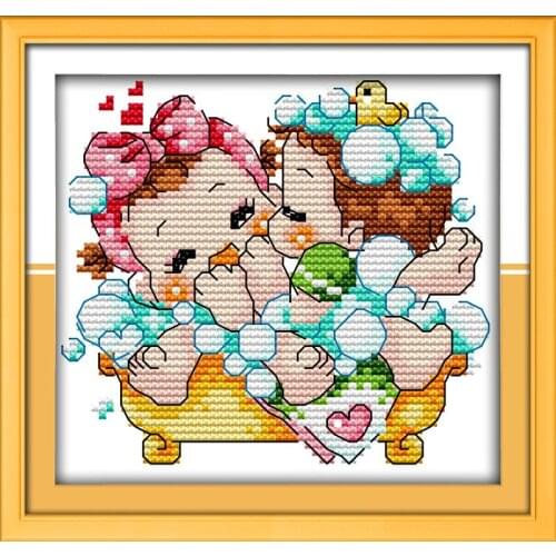 Bubble baths cross stitch kit 14ct 11ct count print canvas stitches embroidery DIY handmade needlework plus