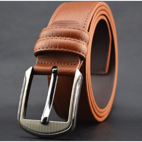 Mens cow genuine leather luxury strap male belts for men new fashion classice vintage pin buckle belt High Quality belts 3.7cm