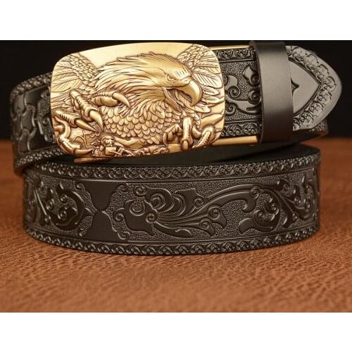 Mens Leather Belts Belts for Men Genuine Leather Ratchet Belt Automatic Buckle Wide:35mm Men Automatic Buckle Belt Cowboy