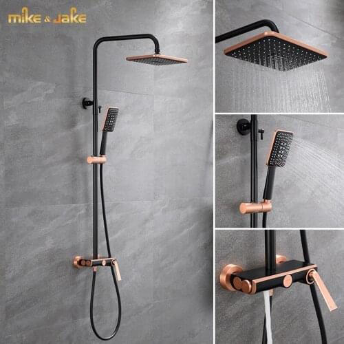 Luxury bathroom gunmetal shower mixer luxury gun metal gray bath shower kit rainfall gold black shower set bathroom