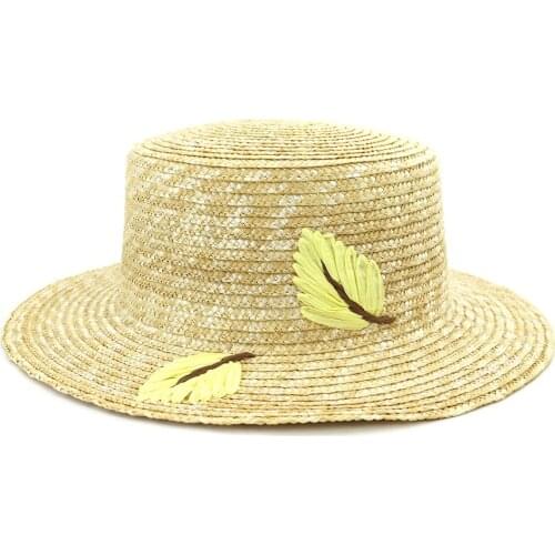 Sun Hat Women Summer Straw Beach Panama Wide Brim Flat Holiday Outdoor Cap Accessory For Lady Girls
