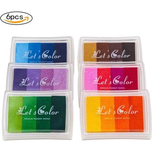 6pcs/lot Ink Pads Silicon Stamp Inkpad For Rubber Stamps Scrapbooking Paper Stamp Partner DIY Muliticolor Craft Finger Paint