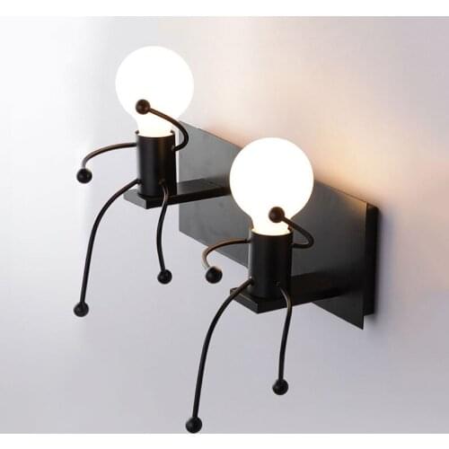 Modern Cartoon Doll Wall Light Hallway Red White Black Wall Lamp Bedroom Beside Fixture LED Suspension Lamps WA093