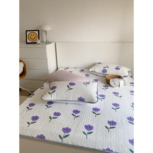 Fresh Latex Summer Sleeping Mat Kit Toner Non-Stick Cool Silk Ice Silk Fabric Cooling Mattress 1.2 M 1.5/1.8