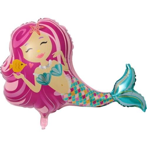 Large 95*80cm Lovely Mermaid Foil Balloon Princess Girl Birthday Party Decoration Cartoon Little Mermaid Helium Balloons