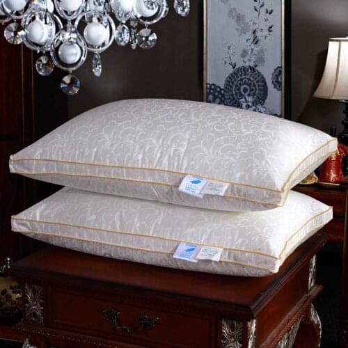 Jacquard Goose Down Filler Pillow Neck Pillows Silk Cotton 48x74cm Beddings Massage Therapy Pillows