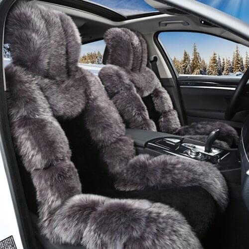 Winter full sheep fur cover car seats covers cushion keep warm and simple pure wool car seat cover cushion Low profile luxury