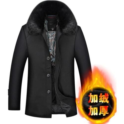 Winter warm jacket men coat Cotton clothes Removable liner fur collar Short down jacket thick Plus velvet Middle-aged b292
