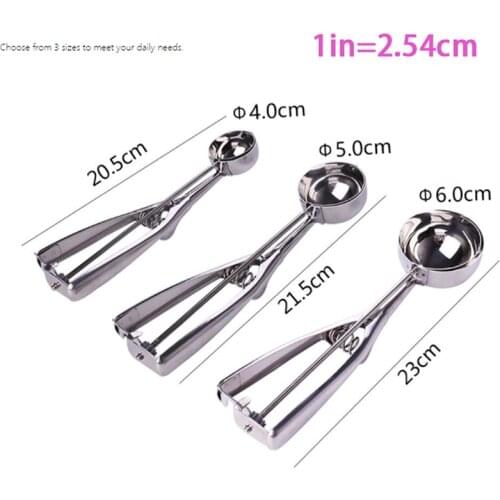 1pcs Ice Cream Scoops Metal Stainless Steel Make Kitchen Tools 4/5/6 CM 3 Size For Choose Potato Watermelon Spoon