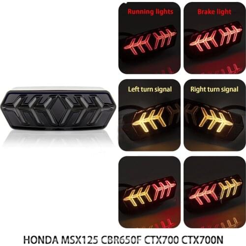 12V Motorcycle LED Tail Light Running Stop Brake Rear Warning Turn Signal Indicator Lamp For Honda MSX125 CBR650F CTX700 CTX700N