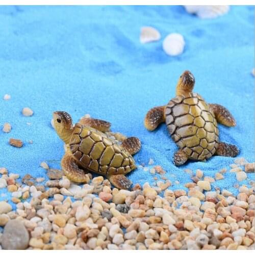 2pcs Seaside Turtle Figurine Animal Miniature Figures decoration fairy garden Cake Car cartoon animal statue resin craft