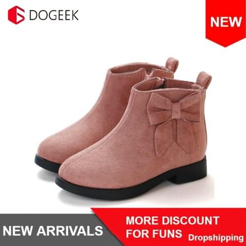 2019 Girls Martin Boots Leather Sport Shoes For Girls Children Warm Boots Fashion Soft Bottom Princess Snow Boots Kids Sneakers