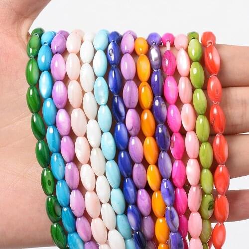 9*5mm Oval Shell Beads Natural Smooth Loose Spacer Bead for Jewelry Making DIY Earrings Bracelet Accessories 40pcs/Strand