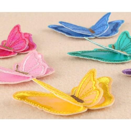8.1*5.2 cm Embroidered Sew-On Patch 3D Butterfly Shape Handmade DIY Garment T-shirt Dress Bag Accessories Stage Costume Supply