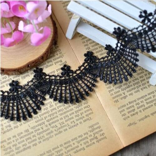 FreeShipping 3.9cm 5 Meters/lot Black Handmade DIY Clothing Accessories Openwork Lace Trim Embroidery Water Soluble Lace Fabric