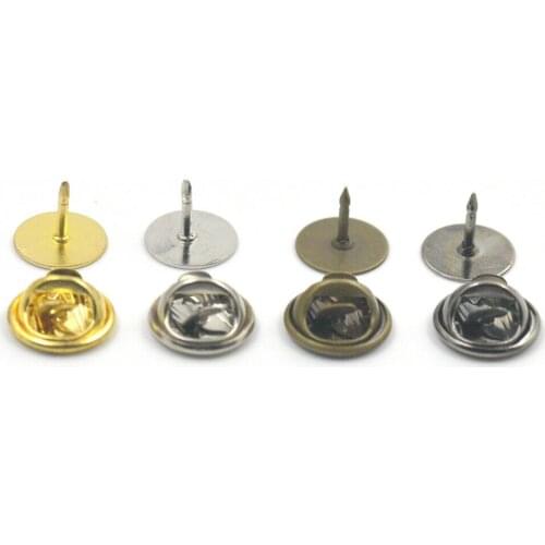 50 Pcs/Lot 10mm 3/8" TIE Tacks Pin Round Pinch Clutch Pad Clutches Leather Craft Nickel Gold Bronze Gun black color