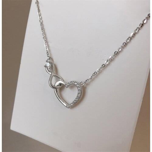 2021 New 925 Sterling Silver Crystal Cross Heart Charm Necklace Creative Elegant Clavicle Chain Jewelry For Women Choker dz230