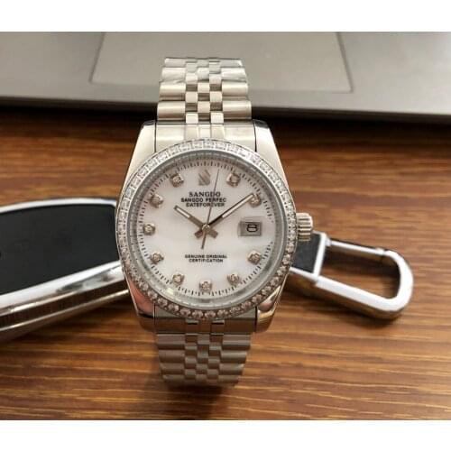 37mm Sangdo Business watch Milk- white dial Automatic Self-Wind movement High quality Mechanical watches Mens watch 021SA