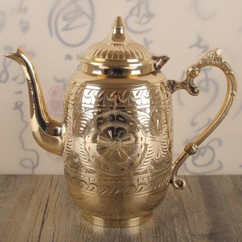 Origin of India imperial palace style teapot tea set pure copper water kettle handmade old-fashioned dragon mouth pot household