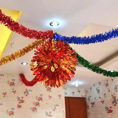 500cm Tinsel Garland Christmas Decoration Top Garland 5m Color Bar Metallic Tinsel Wreath Xmas Tree Ornaments Party Supplies
