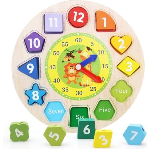 Kids Montessori Clock Hours Teaching Aids Children Learning Time Baby Wooden Educational Calendar Toy Gift For Preschool Toddler